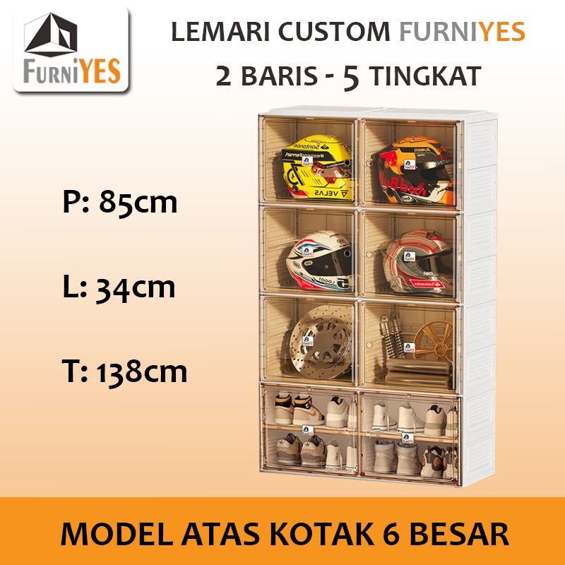 FurniYES Lemari Susun Custom Atas 5 Tingkat Anti Rayap Tanpa Instalasi Aesthetic Elegant Berkualitas